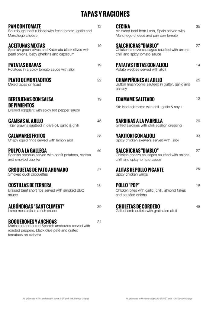 LA BODEGA TAPAS PRICES