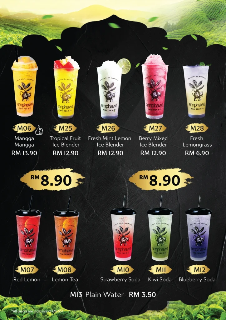 MENU AMPHAWA BOAT NOODLE BEVERAGES PRICES