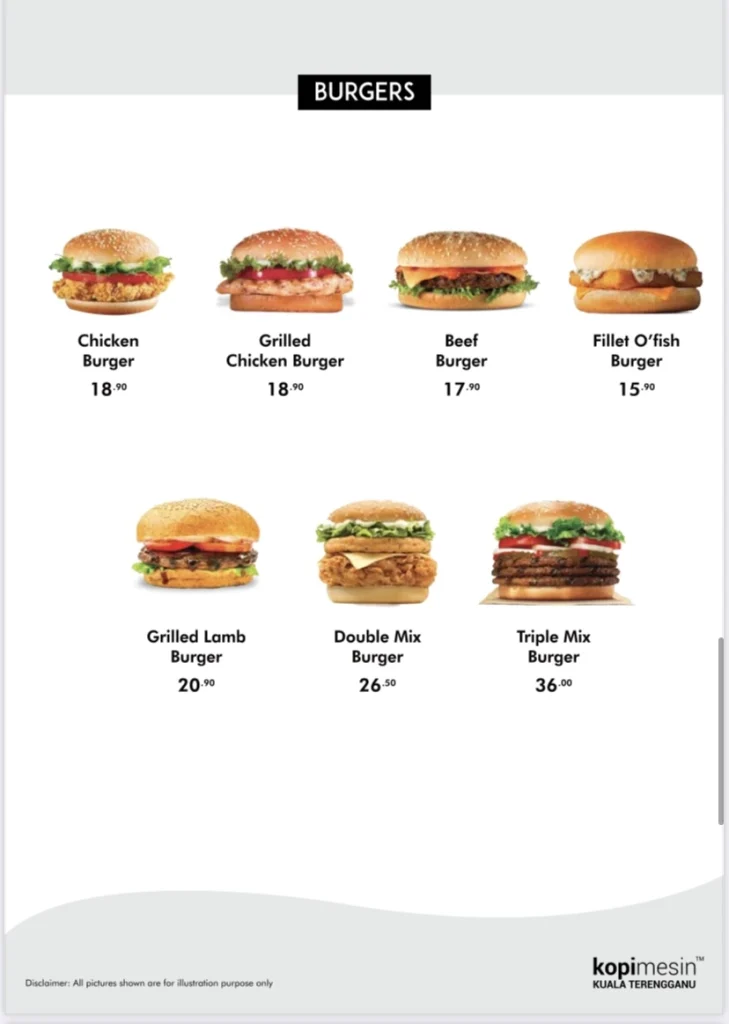 MENU KOPI MESIN BURGERS PRICES