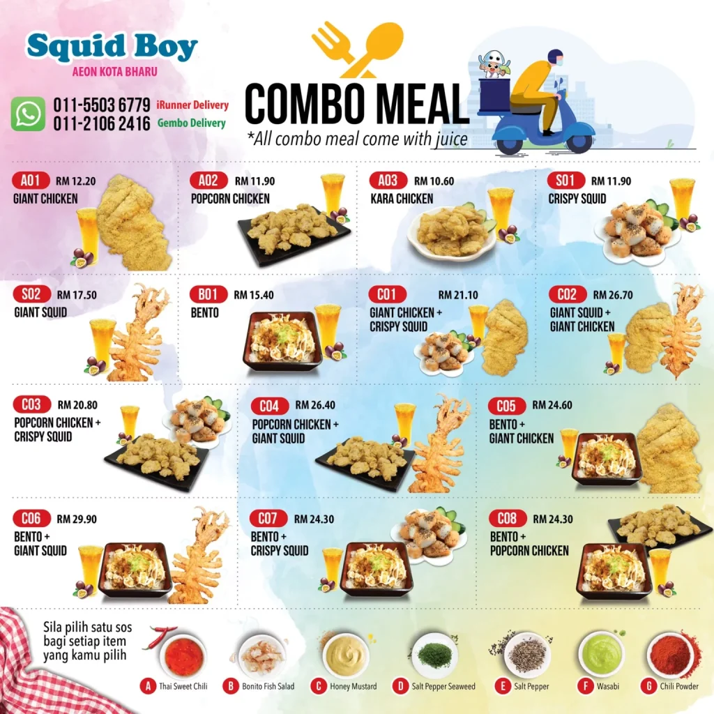 MENU SQUID BOY COMBO SETS PRICES