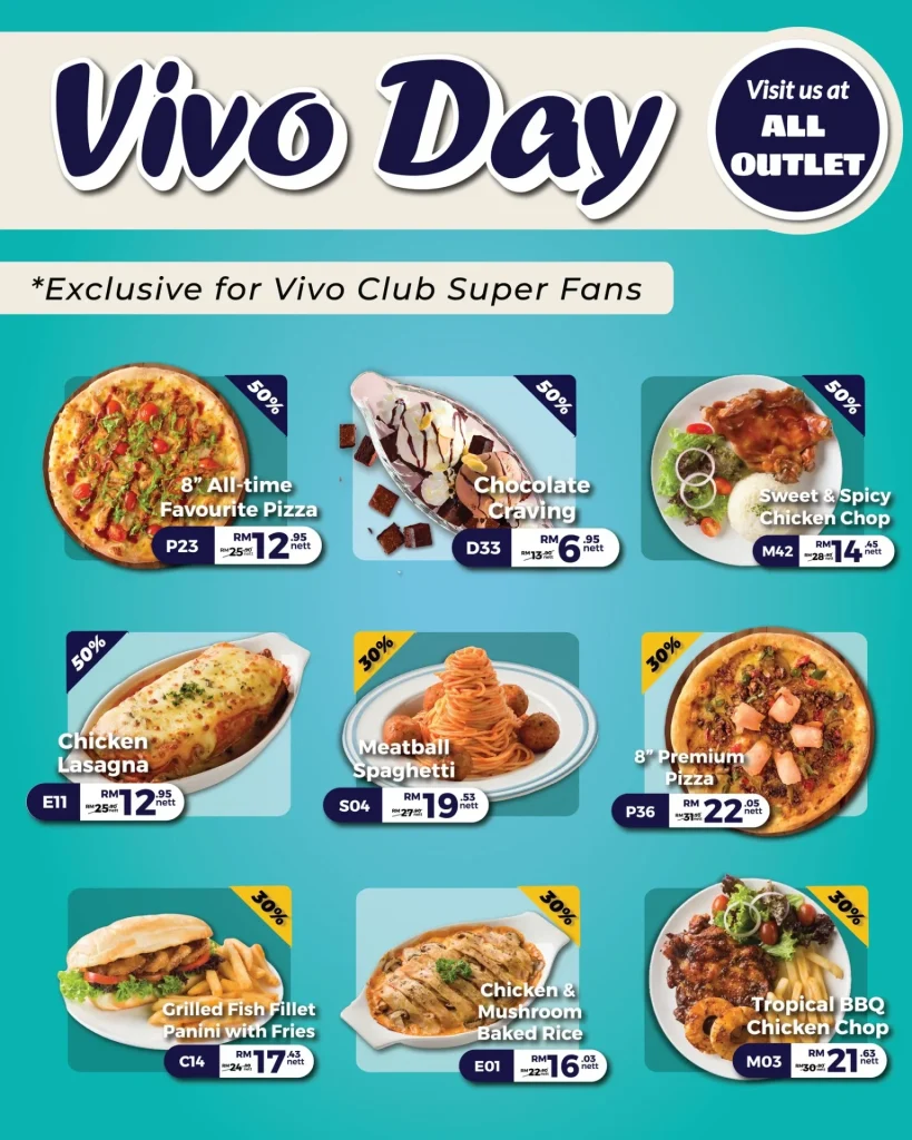 MENU VIVO PIZZA MAINS PRICES