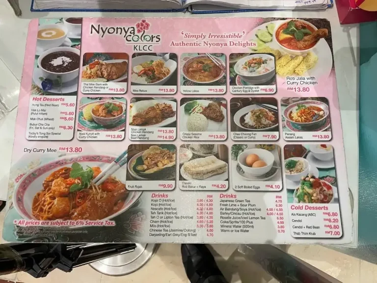 Nyonya Colors Menu Malaysia & Latest Prices August 2025