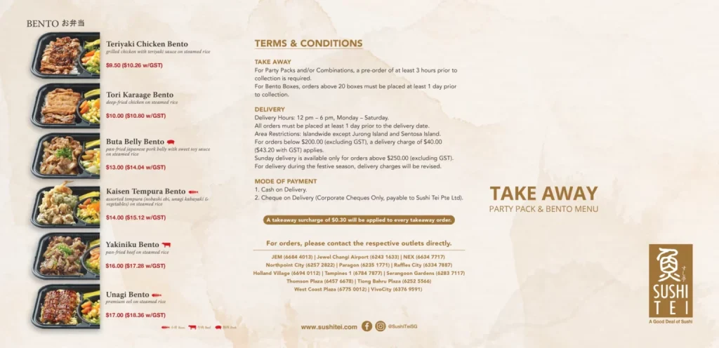SUSHI TEI TAKEAWAY PRICES AND PICS