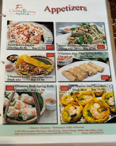CHIMMY CHUMMY APPETISERS MENU WITH PRICES