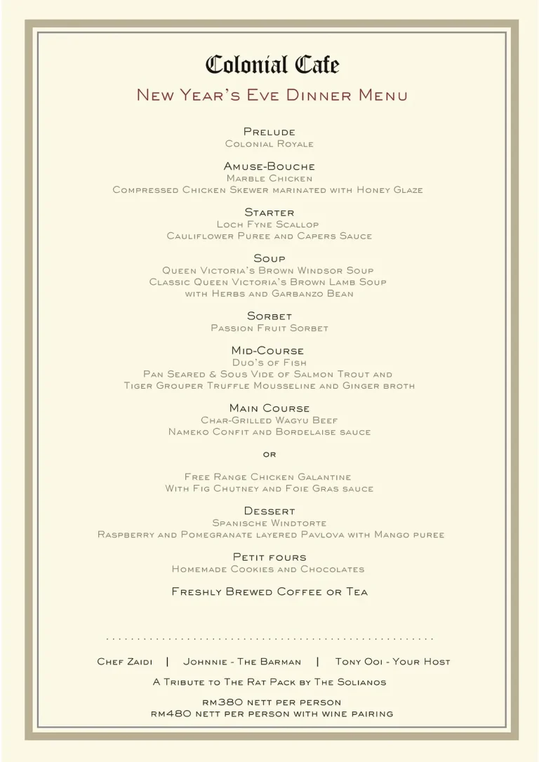 Colonial Cafe Menu Malaysia & Latest Prices September 2025