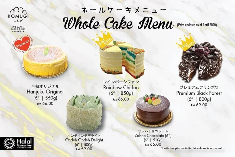 Komugi Menu Malaysia & Latest Prices August 2025